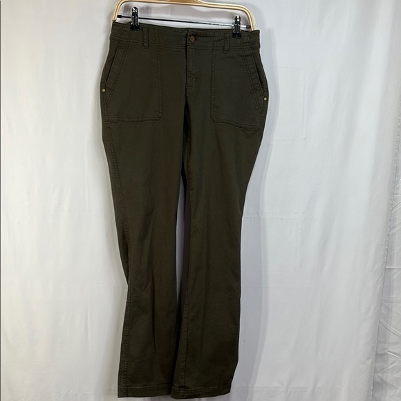 Athleta Olive Cotton Flared Trousers: